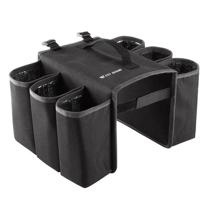 Black and orange bicycle double-sided drink storage bag with 2L capacity