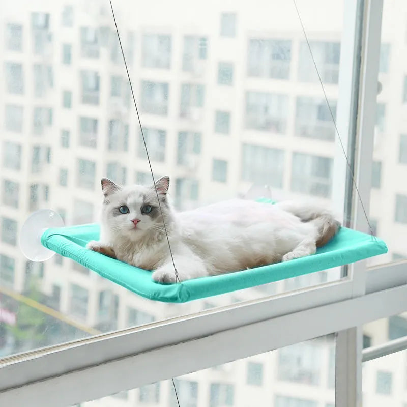 Cat litter hammock made from Oxford cloth with plastic steel wire, hanging on a window with 56cm rope, available in multiple colours