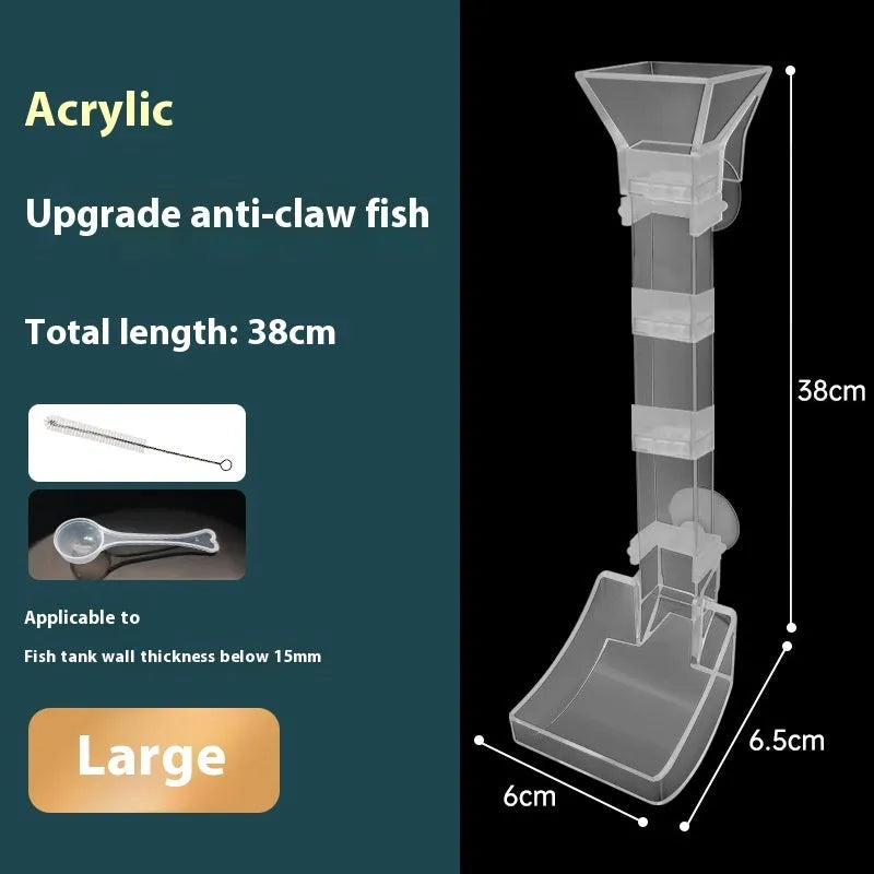 Plastic aquarium feeding tube set with cleaning brush and spoon in three sizes: 17cm, 28cm, and 38cm.