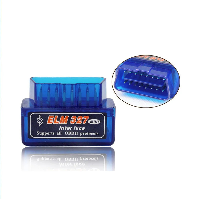 Compact black OBD2 Bluetooth diagnostic scanner with ELM327 chip for car engine fault code reading