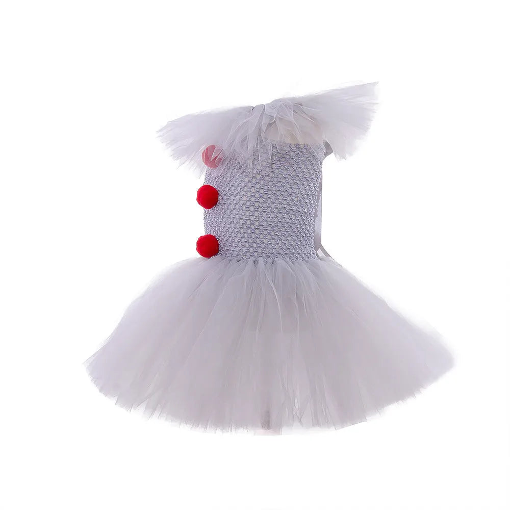 Children's mesh princess dress Halloween costume set with hairpin and gloves