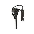 Black outdoor multifunctional survival flint with magnesium rod and stainless steel scraper tool.