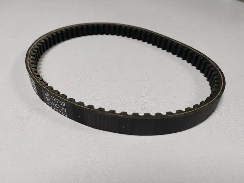 Black motorcycle drive belt for Jili GP110 and Guangyang models, size 20.1-759