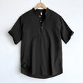 Men's linen summer T-shirt in solid colours with short sleeves and thin fabric