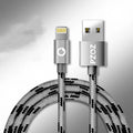 Apple MFi certified grey nylon braided Lightning charging cable 1 metre length