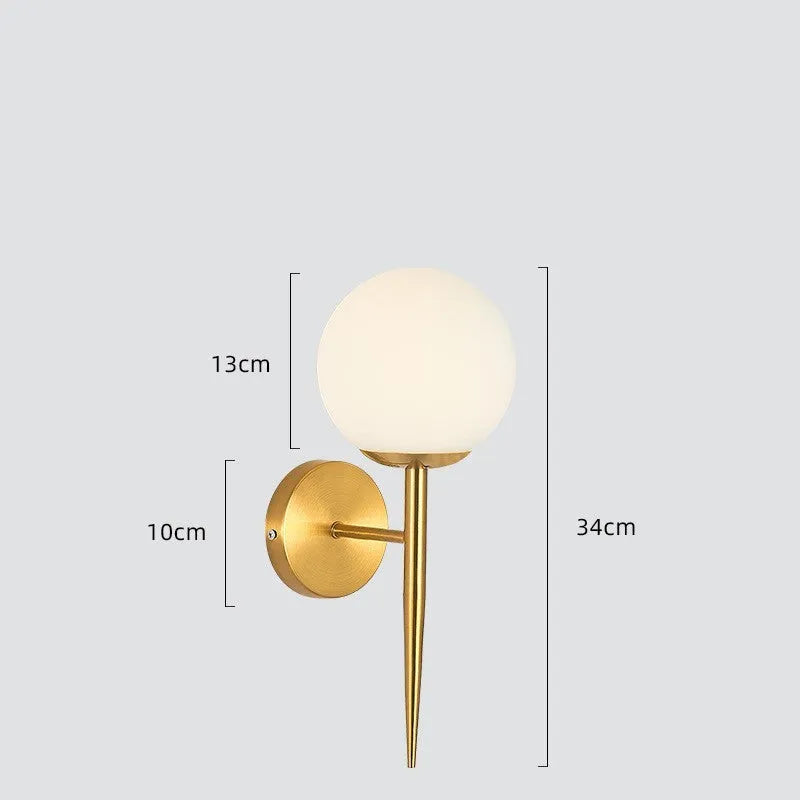 Modern copper colour glass wall lamp for bedside hallway living room