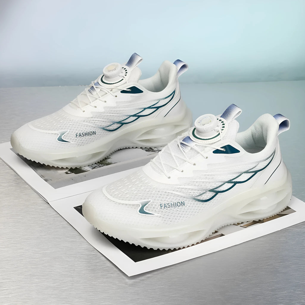 Casual running shoes with mesh upper and rubber sole in three colour options