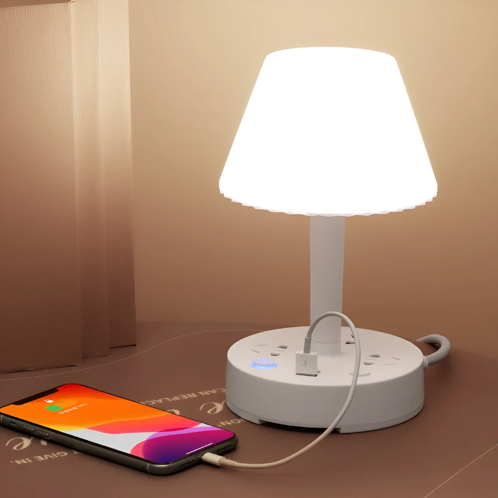 Creative conversion socket desk lamp with USB patch board white plastic shell