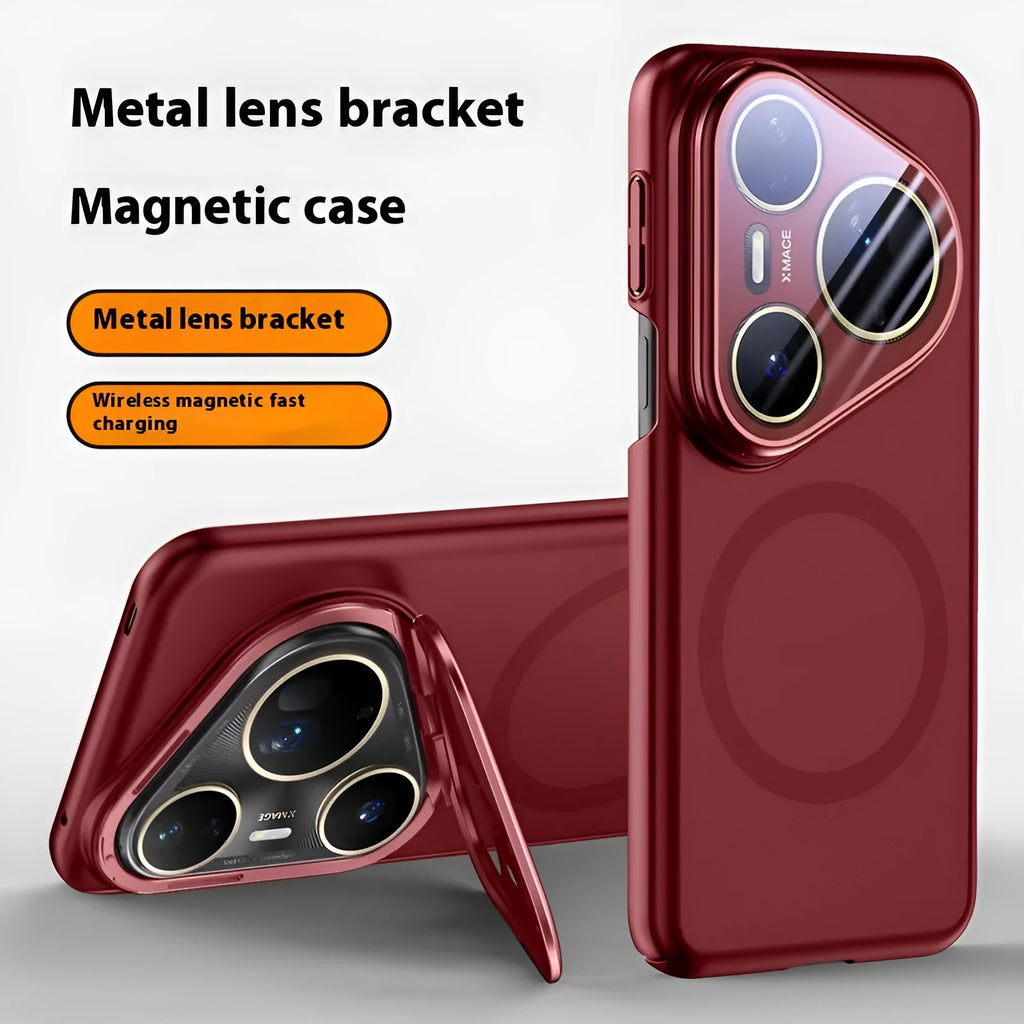Huawei P80 phone case with magnetic lens bracket in frosted black silver red colours