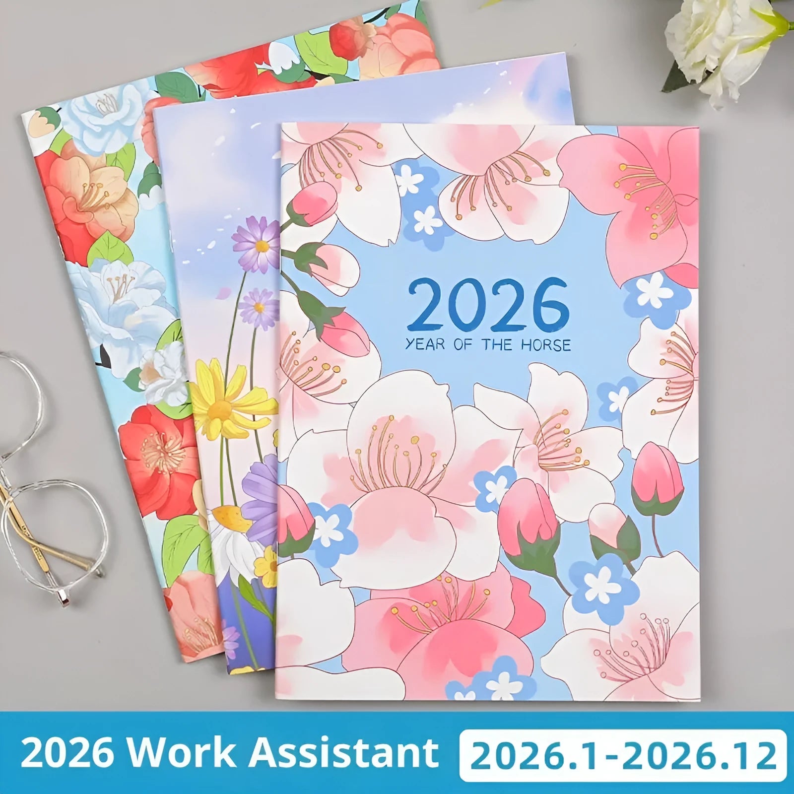 A4 secretary notebook 2026 year-round schedule book with paper cover and wood-free paper