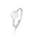 Women's stainless steel four-leaf clover ring in Korean style, electroplated gold finish, size No 7