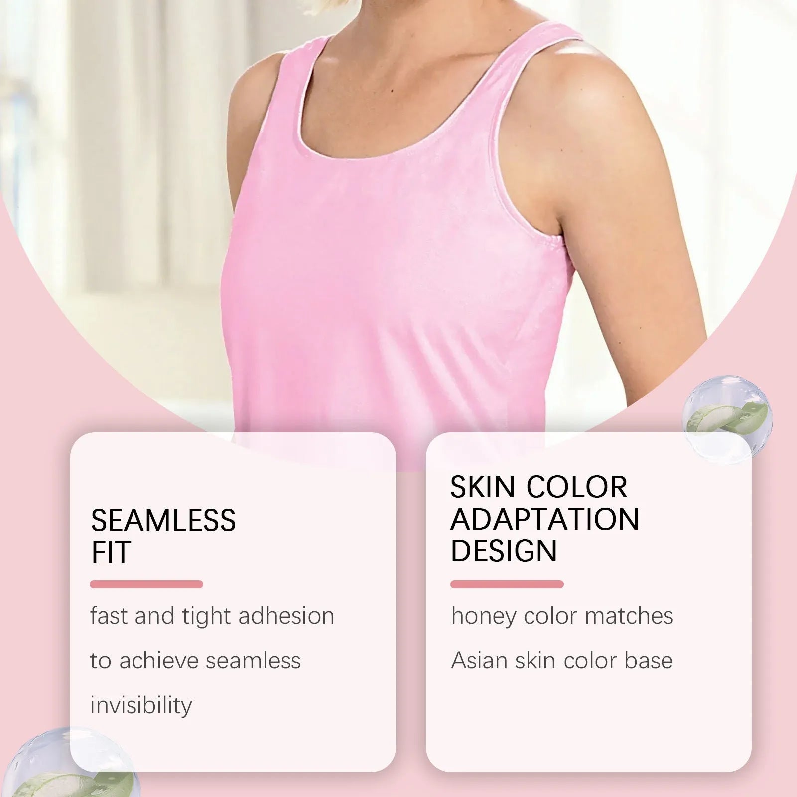 Two adhesive chest patches for invisible coverage under clothing.