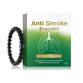 Men's glass smoke prevention bracelet with black gallstone accents on adjustable band