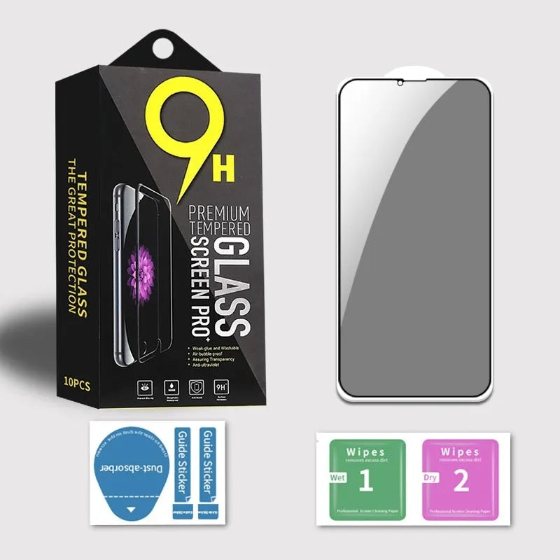 Full screen privacy tempered glass film for iPhone with black bare mould finish