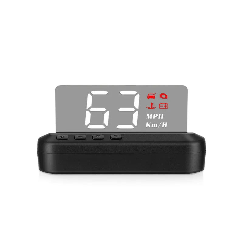 Black car HUD display with 2 inch screen for OBD-powered speed projection onto windscreen