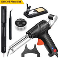 Black LED light soldering gun kit with alloy body measuring 205 × 170mm on workbench