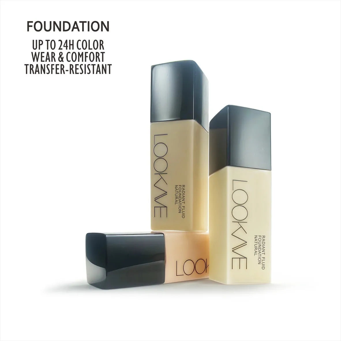 LOOKAVE Matte Liquid Foundation bottle in 21c size showing Ivory White shade