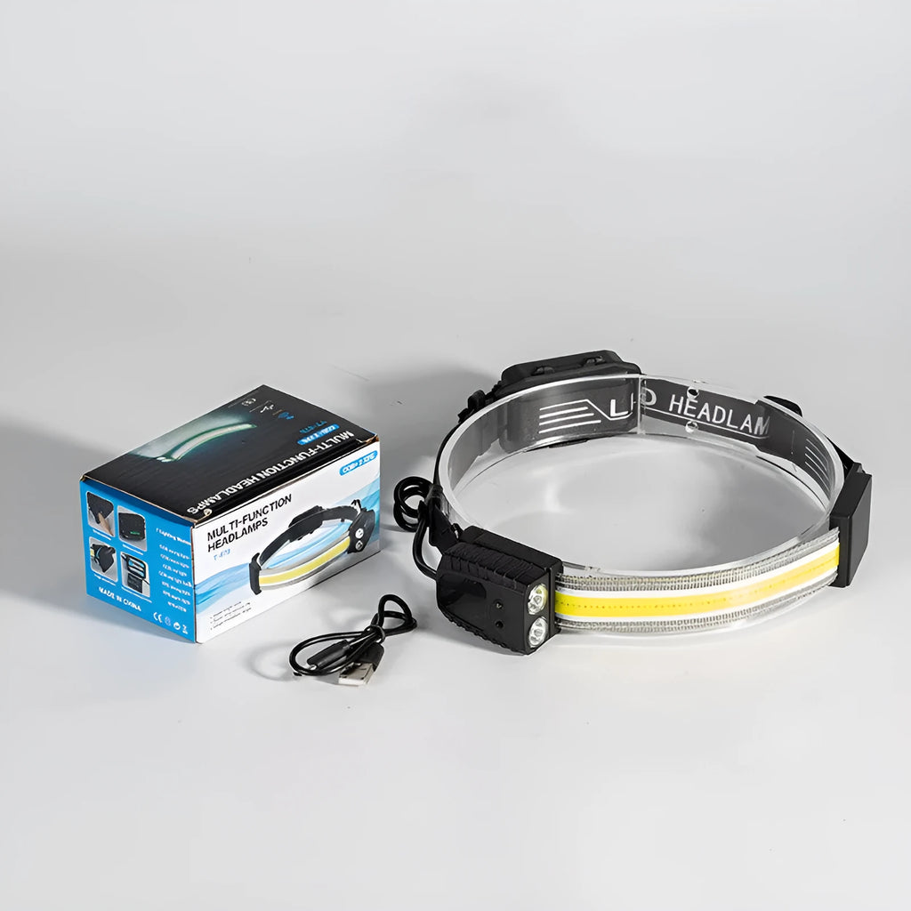 Black multifunctional headlamp with gesture control and Type-C charging port