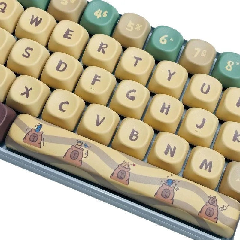 Capabala MOA Height profile ABS plastic mechanical keyboard keycaps, 130 key set laid out.