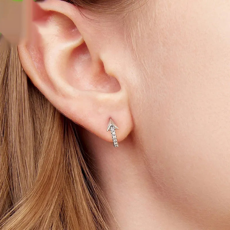 S925 sterling silver earrings with inlaid zircon, simple unisex style, SCE1972 colour