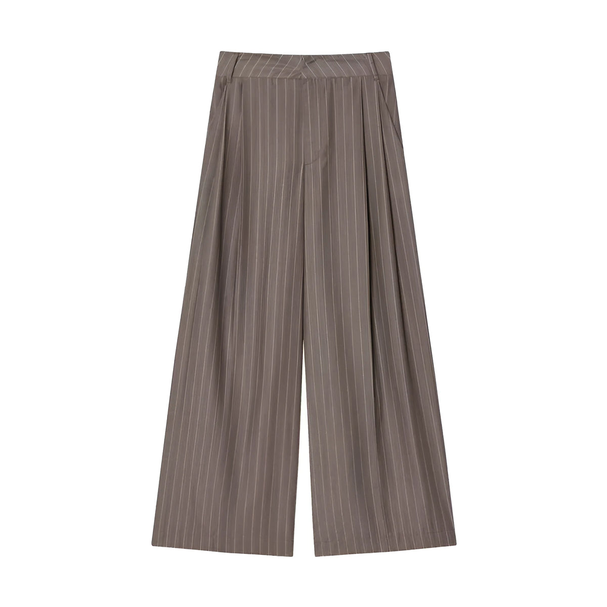 Women's double pleated wide leg pants in velvet fabric with lace-up detail and mid waist