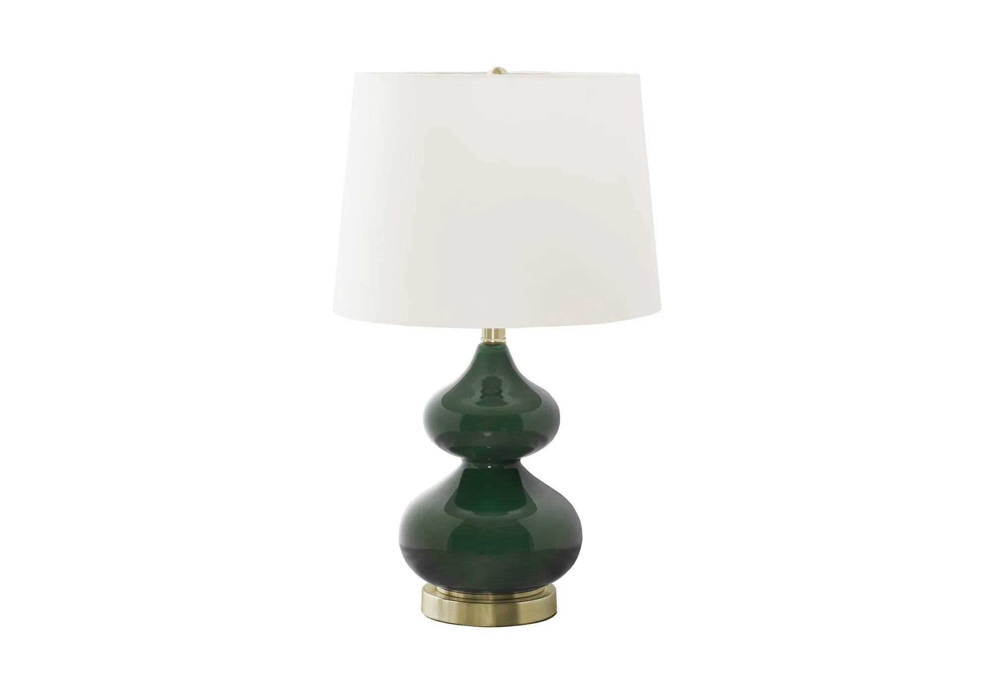 Blue crystal glass desk lamp with white fabric shade for a child's bedroom.