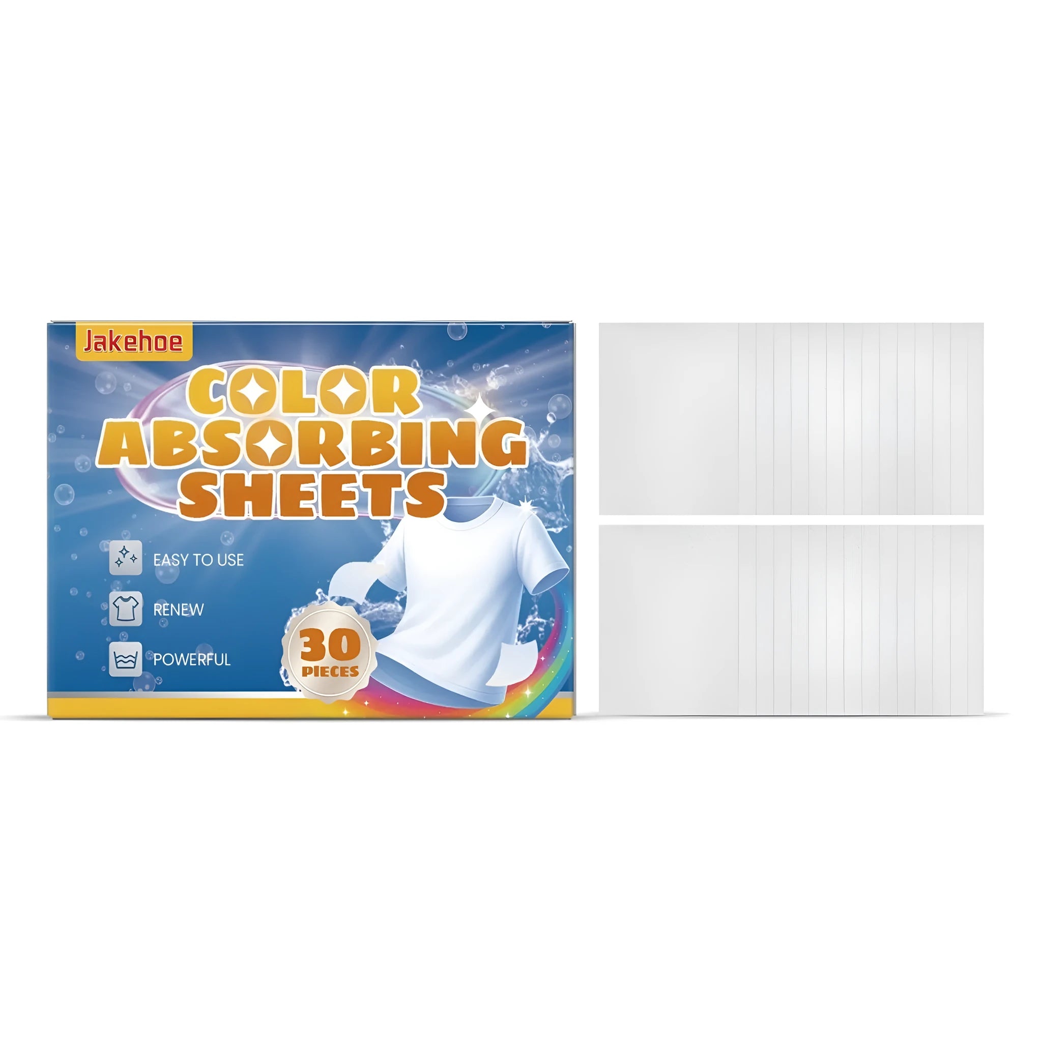 Box of 30 colour absorbing laundry sheets for preventing dye transfer in the wash.