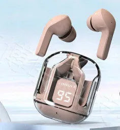 QX10 Bluetooth earphone with digital display, PC ABS material, in-ear design, black colour