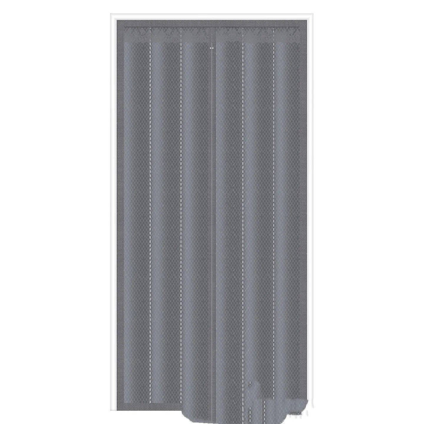 Full seam long magnetic strip cotton door curtain in New Chinese style, shown in grey colour.