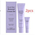 Facial hair removal cream set with 30g depilatory cream tube and 5ml ball essence bottle on a clean surface