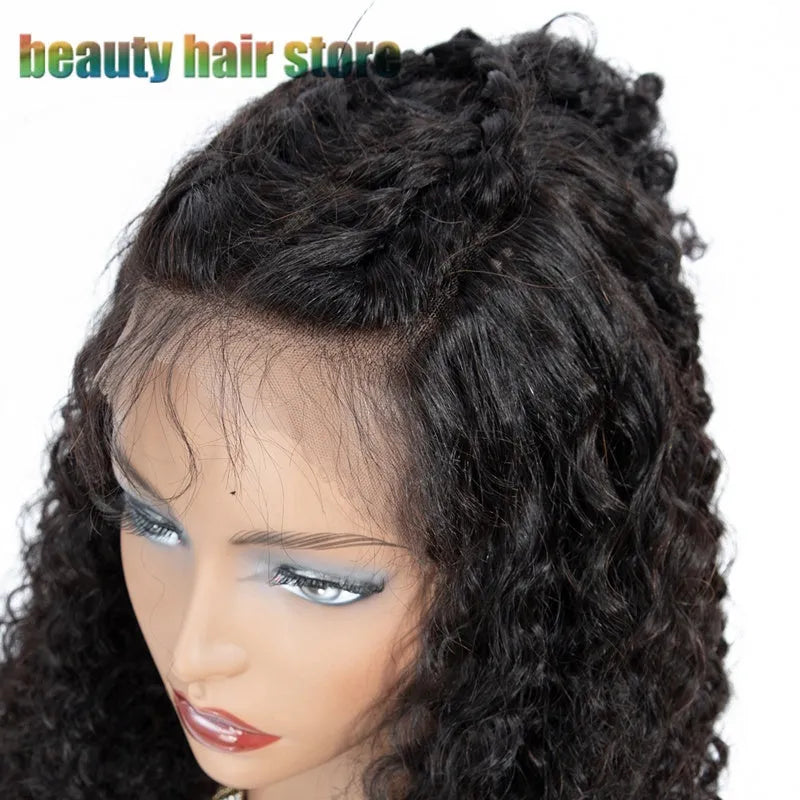 Brazilian kinky curly lace front human hair wig natural colour 1b# 9A grade 150% density