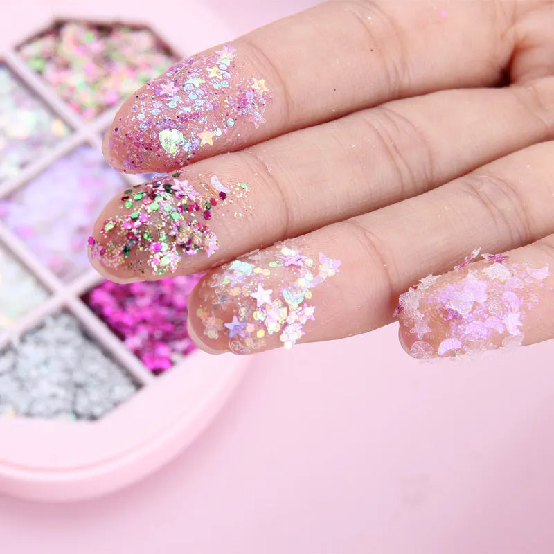 Face Jewels glitter eyeshadow gel cream in seven colours with aloe curry gum base, small portable jar