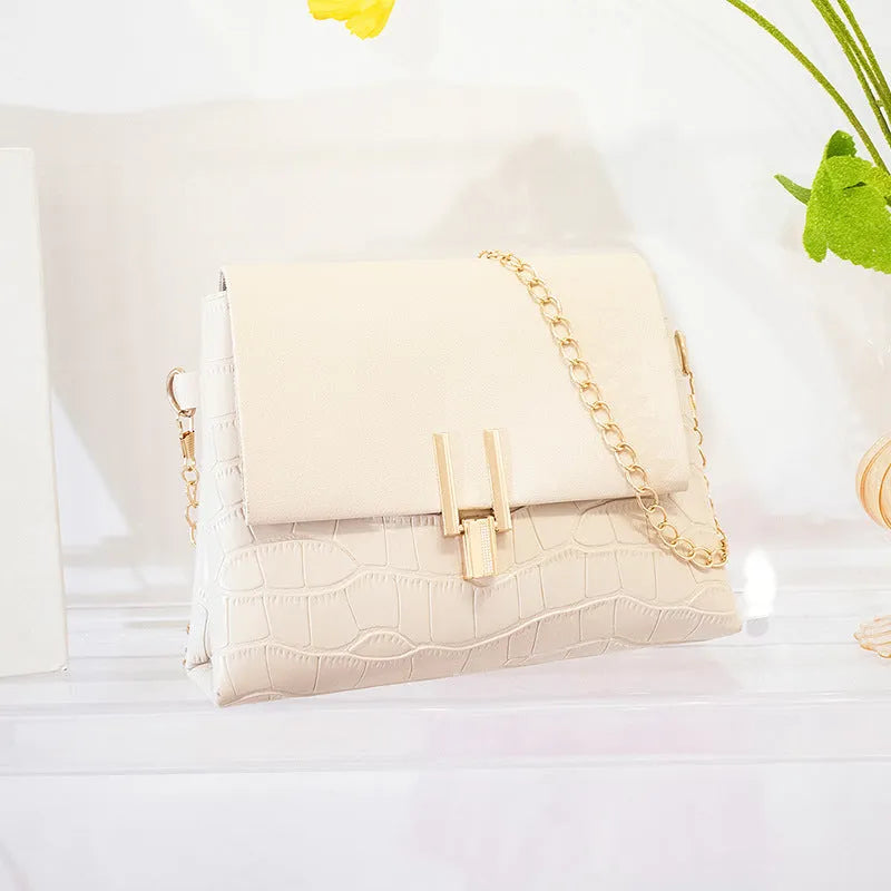 Stone pattern small square PU bag with chain strap in multiple colour options