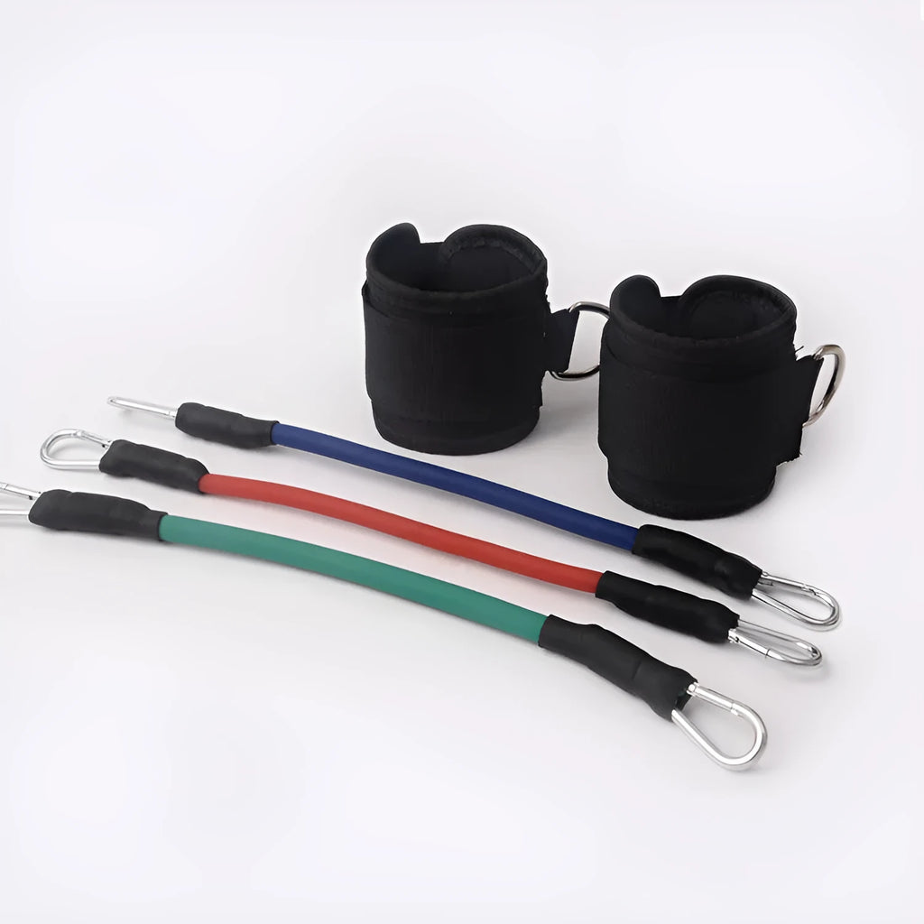 Black Taekwondo leg training pull rope set for explosive kicking force development