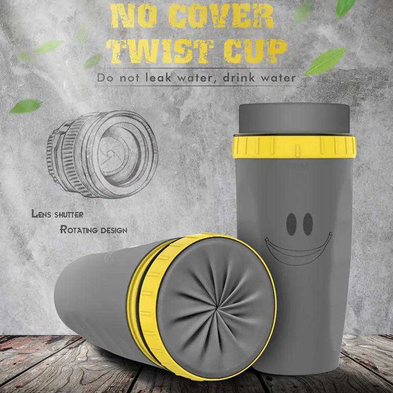 Double-walled insulated travel mug with twist-seal silicone membrane in cartoon design