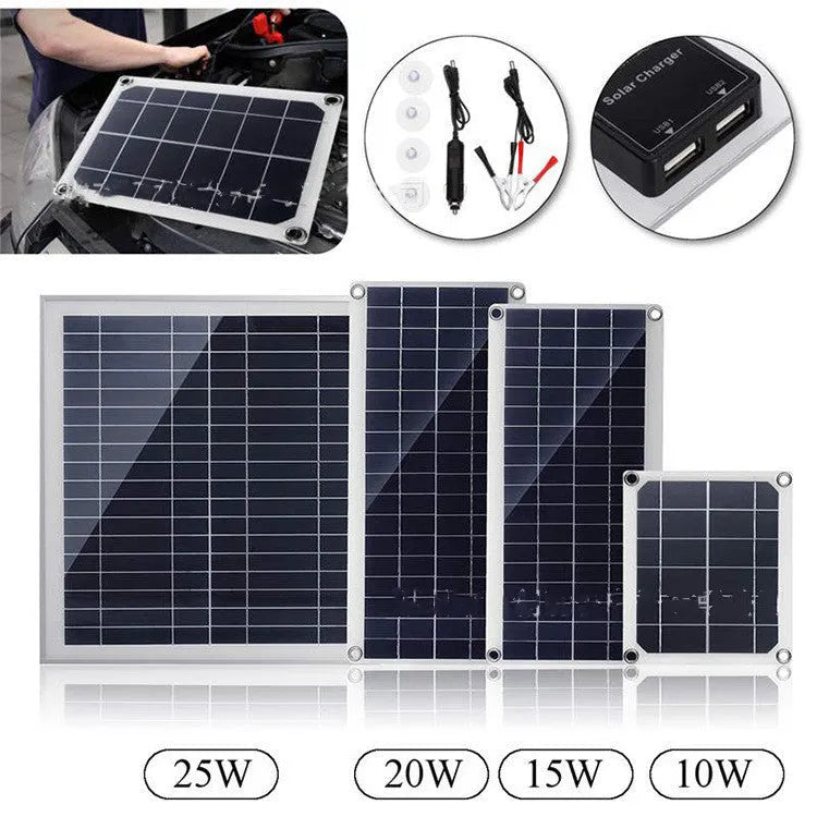 Polysilicon solar panel with dual USB ports for outdoor charging of mobile phones and tablets