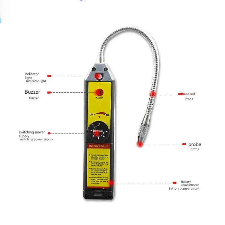 WJL-6000 electronic halogen leak detector with extended probe for automotive refrigerant system testing