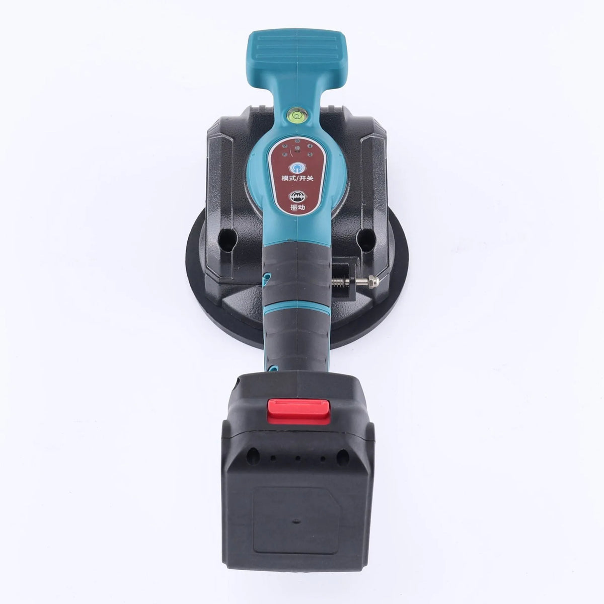 Household electric ceramic tile tiling machine with lithium battery and two batteries on work surface