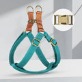 Brown vest style dog leash with cotton belt and alloy fastener for small to medium dogs