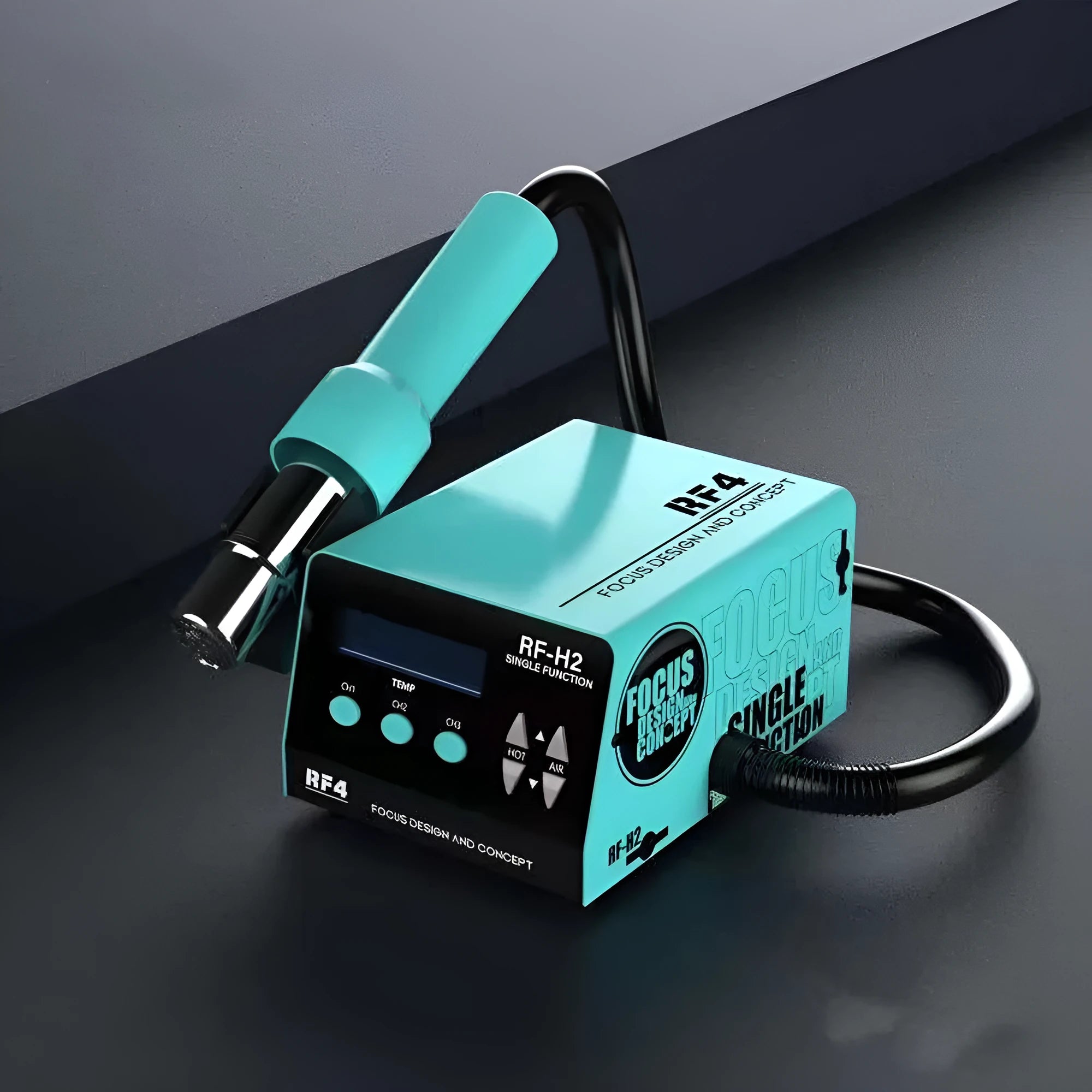 RF4H2 digital display hot air gun with three nozzles for electronics repair