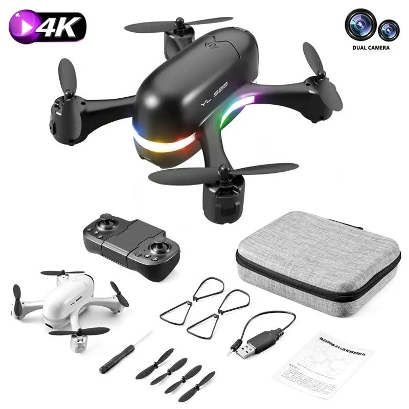 S88 mini drone with 4K camera, black single battery version, shown with remote control and protection rings
