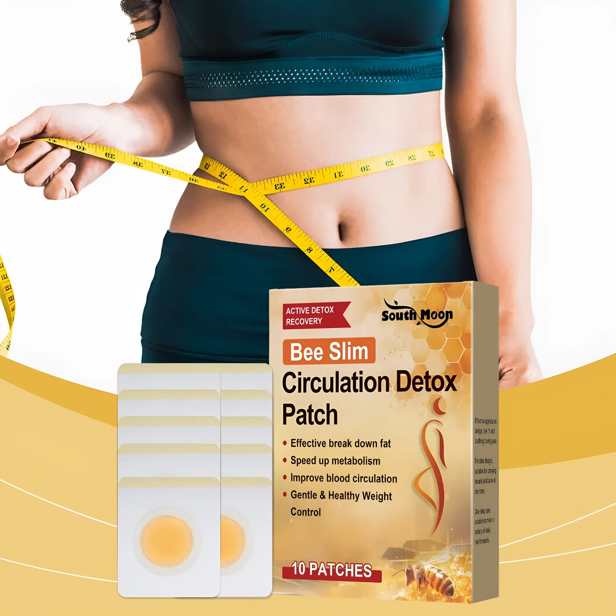 Pack of 10 herbal body shaping navel stickers with bee venom and argy wormwood for slimming