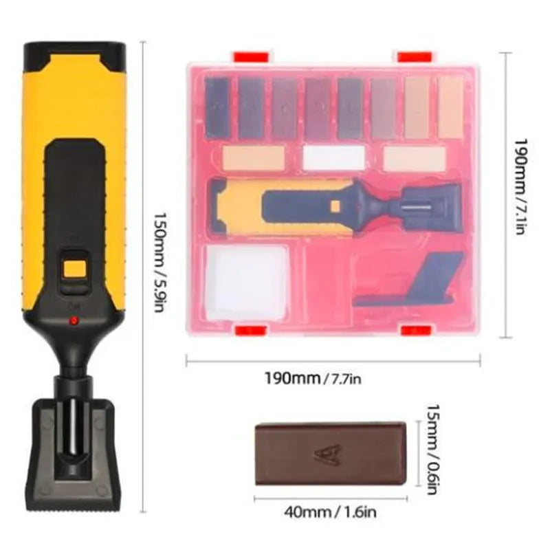 Floor repair tool set for DIY tile and furniture surface maintenance measuring 19cm