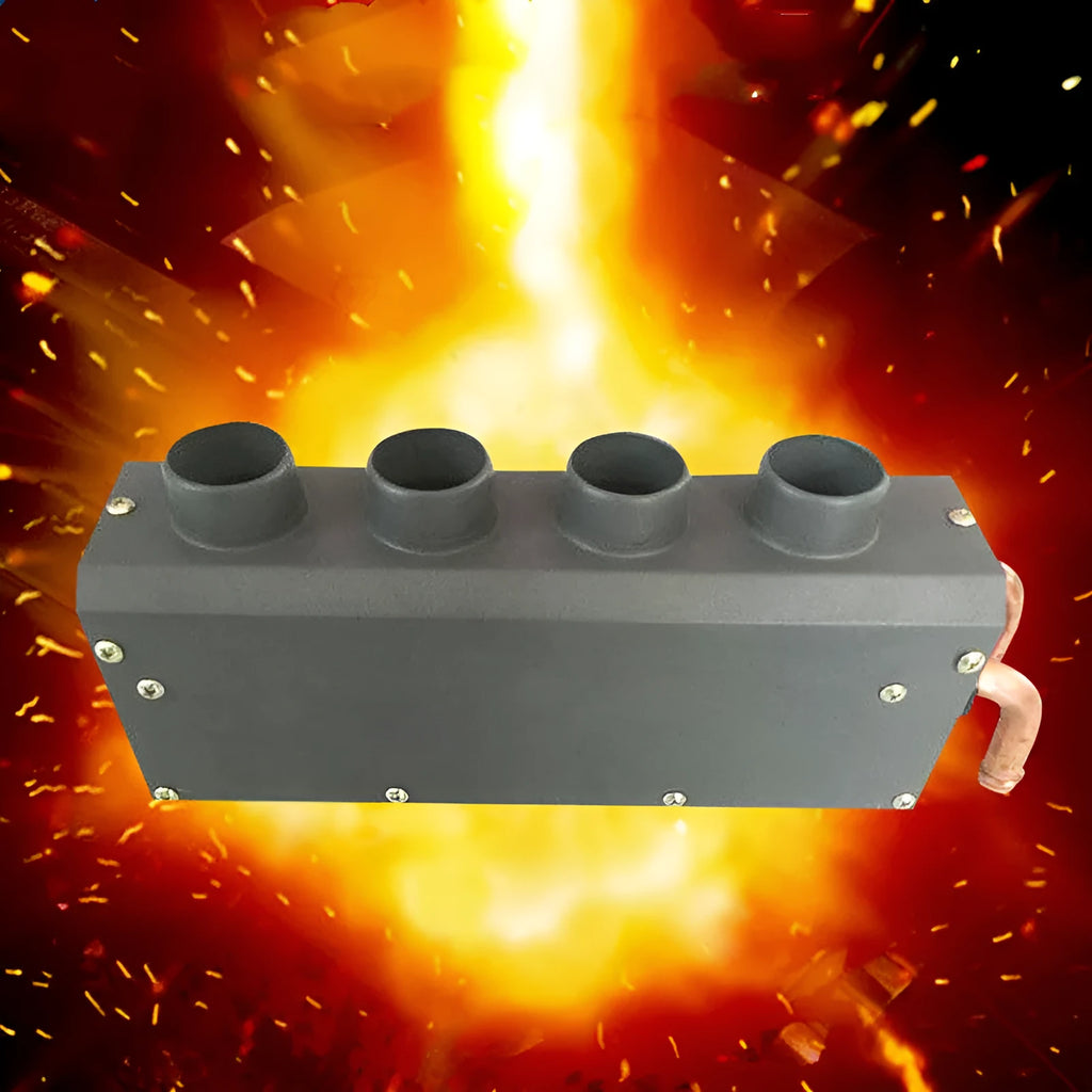 Compact metal car heater with copper pipe connections for 12V and 24V vehicle auxiliary heating