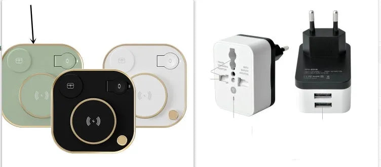 Black, green, or white 15W wireless magnetic charger with optional desk lamp and USB-C cable.