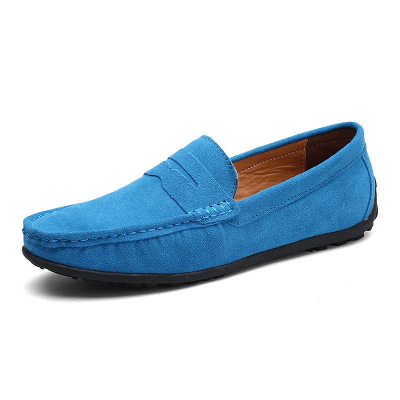 Men's British plus size Tods casual shoes in suede leather with rubber sole and round toe design
