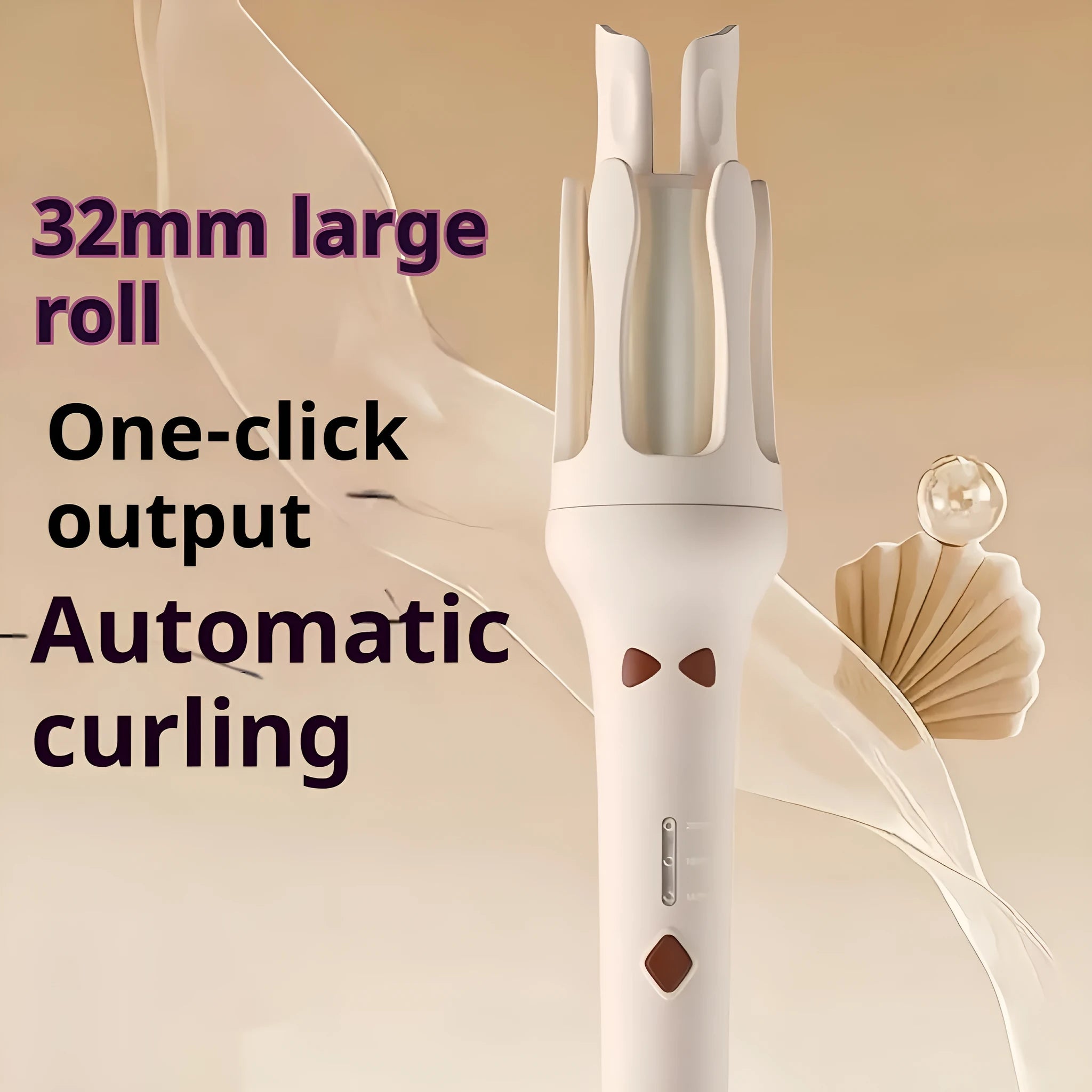 White and Chigo brand automatic hair curler with a 32mm barrel on a table.