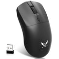 Black wireless computer mouse with three audio control buttons on side