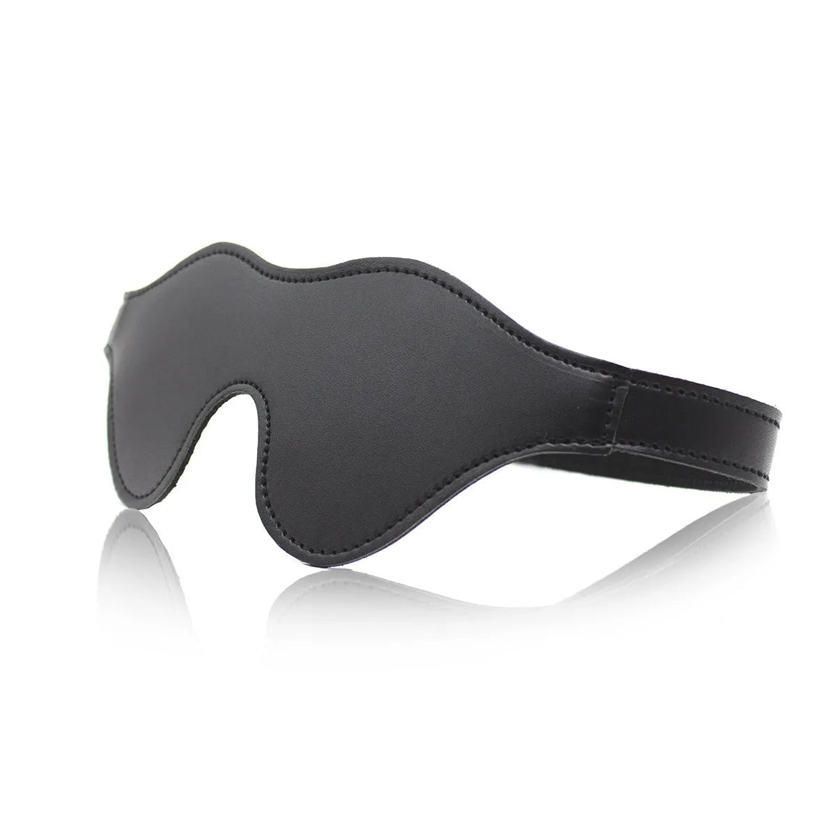 Leather eye mask with three-dimensional design and Velcro adjustment strap