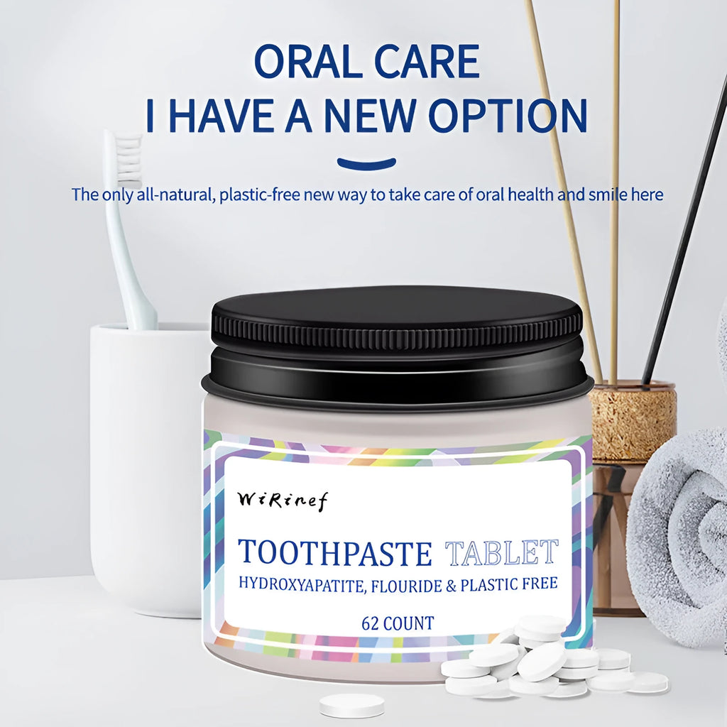 62 TP19 toothpaste tablets in portable chewing format for travel dental care